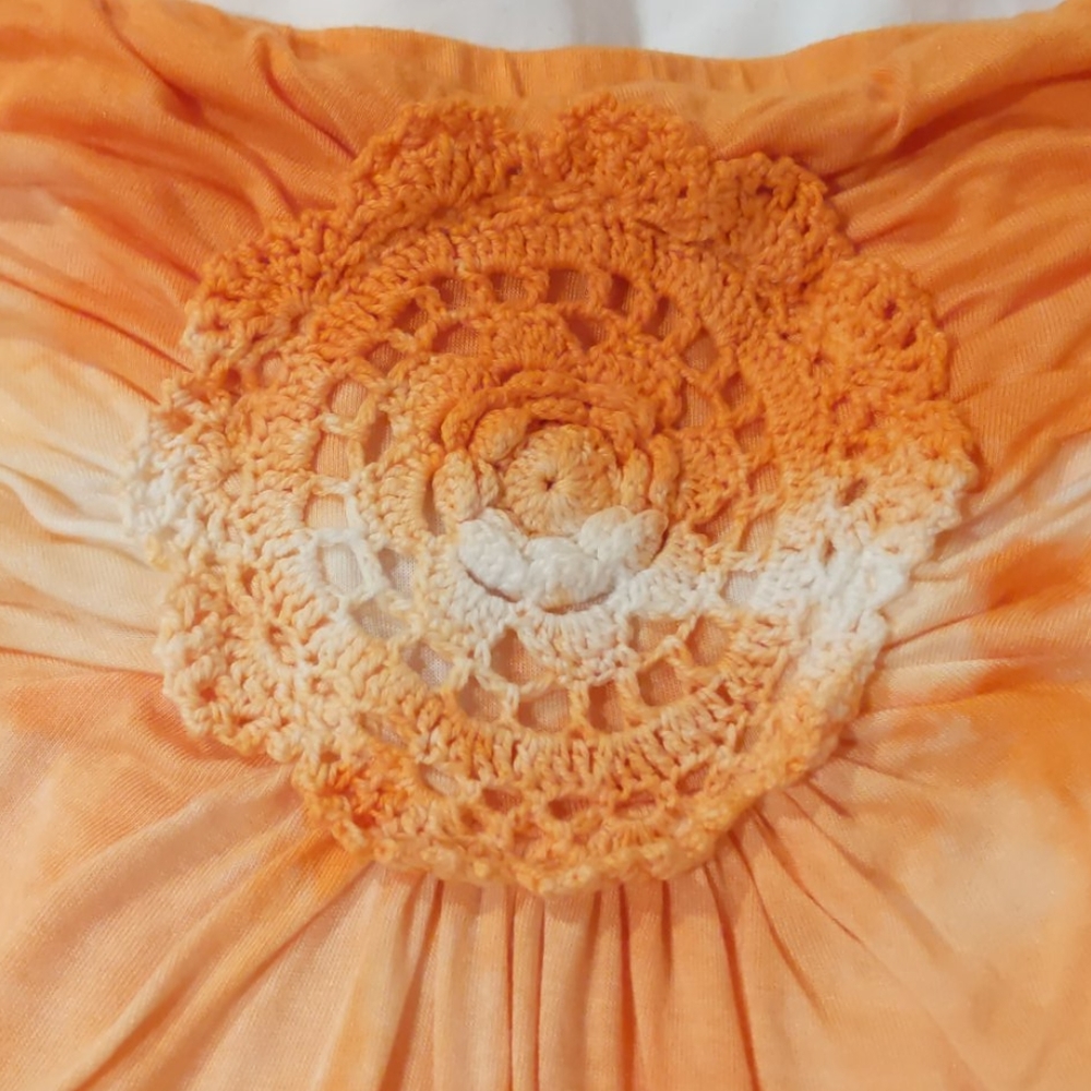 Strapless Crochet-Center Tie Dye Tunic